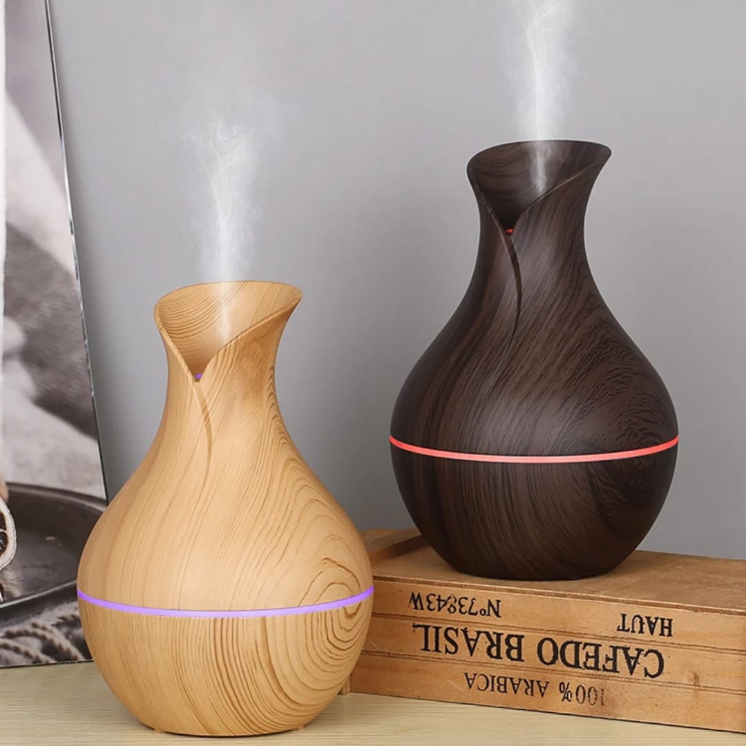 Diffuseur Arômes Design Vase Bois - Élégant et Silencieux